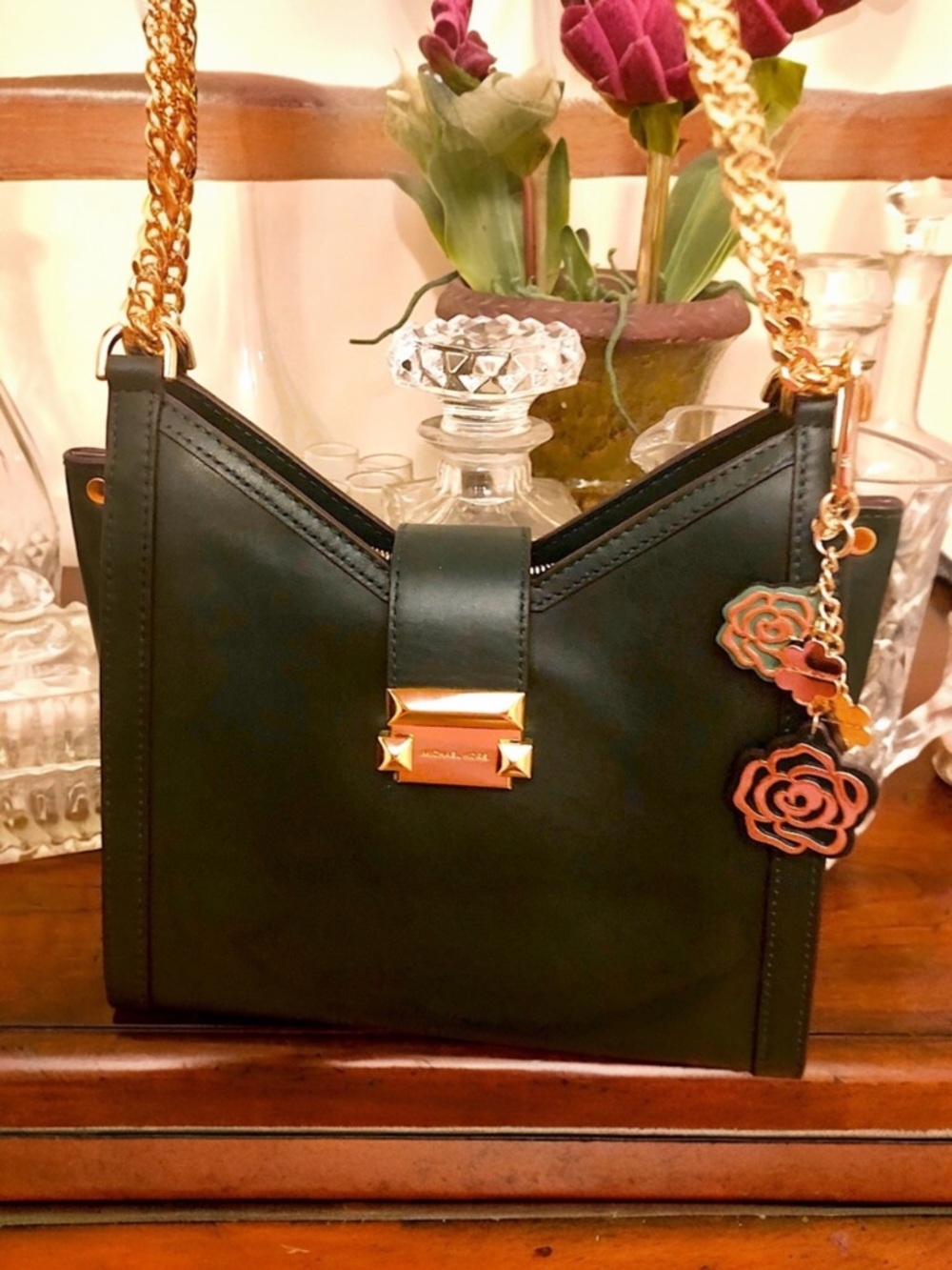 Michael Kors Bag Whitney Small Chain Leather Shoulder Tote NWT